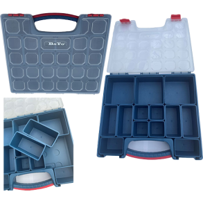 Plast sortimentsbokse med 13 rumindsatser hj 50mm. BATO