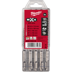 Hammerborst SDS+ MX4 5,5115mm+5,5/6/8/10165mm 5 stk Milwaukee
