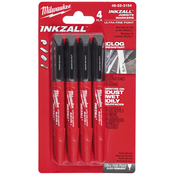 INKZALL speedmarker, ultrafin spids, sort, 4stk Milwaukee