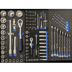 Vrktjsvogn med 7 skuffer. 2 skuffer med 60 dele vrktj. Model 9107-60. Sort